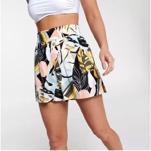 Calia Women's Multi Palm Inverted Pleat Pull On Shorts Tropical Print Size sz M